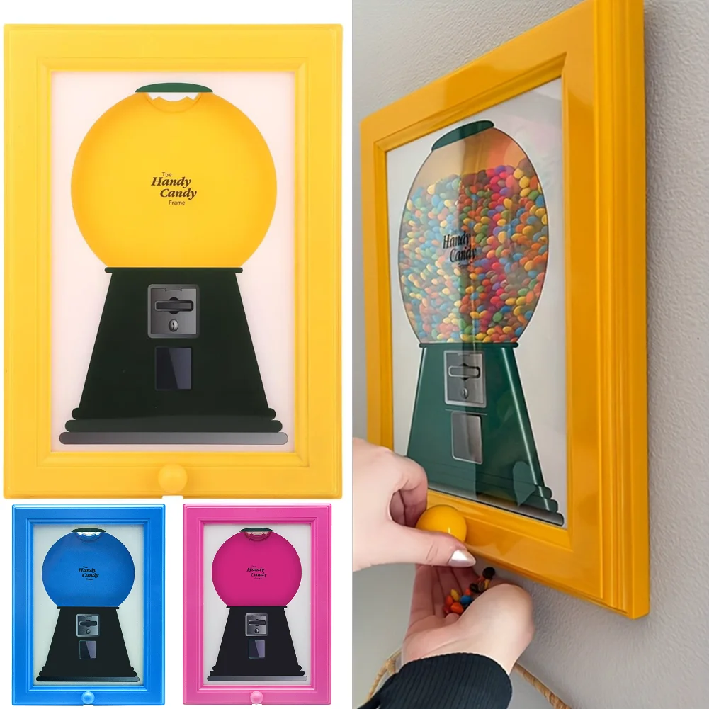 2 in 1 Creative Candy Dispenser Picture Frame Easy Restock Moisture-proof Hanging Handy Candy Frame Rotating Dust-proof