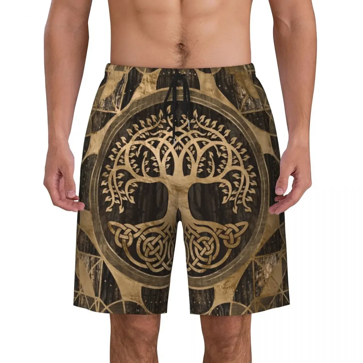 Tree Of Life Yggdrasil Print Men Swim Trunks Quick Dry Beachwear Beach Board Shorts Viking Norse Boardshorts