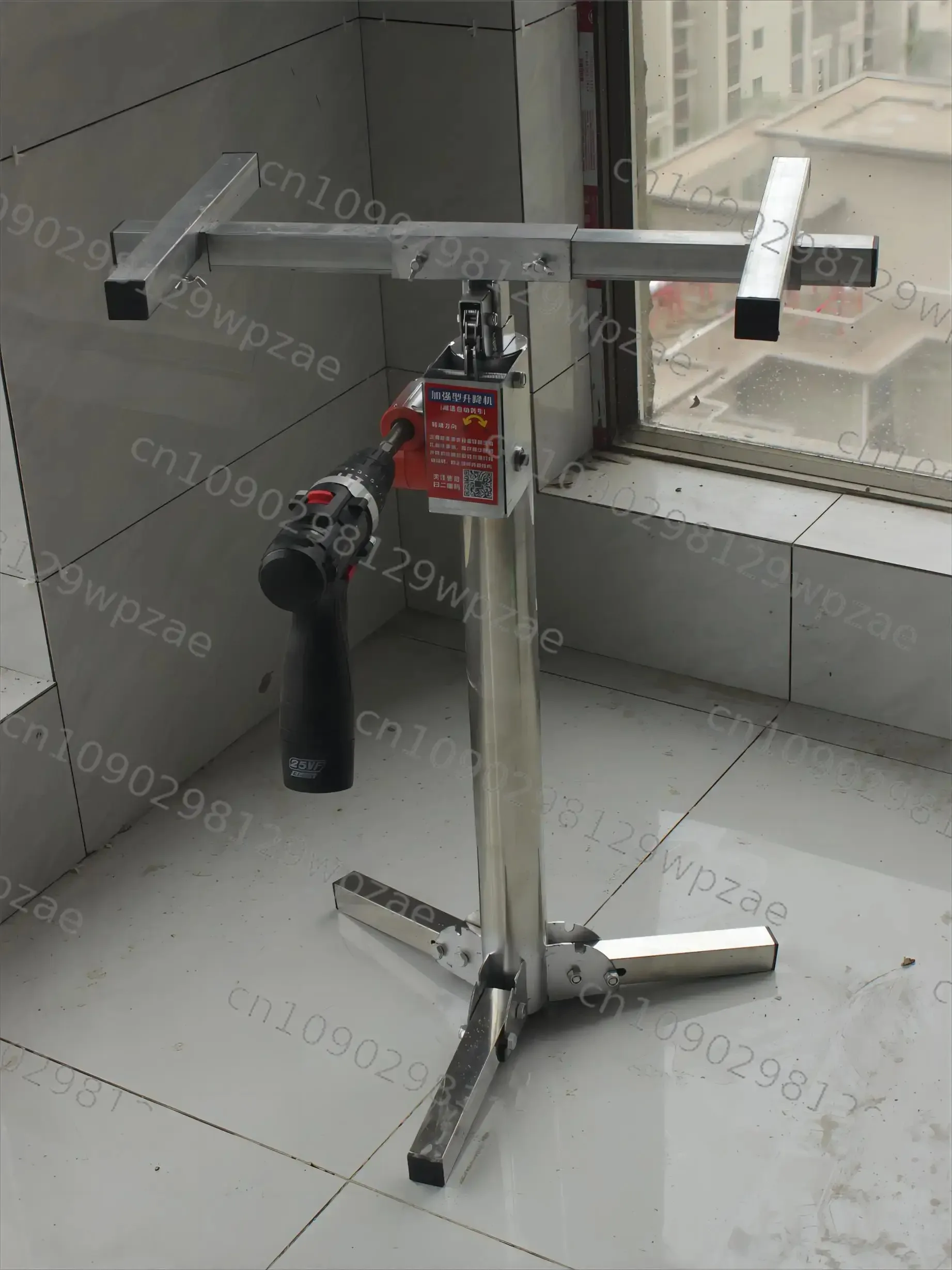 【Hot】2.1M Wall Cabinet Mounting Bracket Hand Cranked Electric Dual-purpose Stainless Steel 100KG Load-bearing Lifting Platform