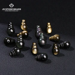 1 Pc Natural Golden Shiny Obsidian Three Hole Beads Polished Three way connector For Jewelry Making Diy Necklace Bracelet