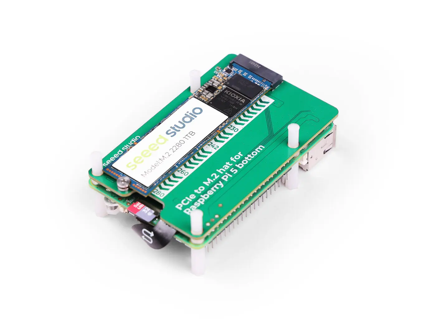 PCIe to M.2 Hat for Raspberry Pi 5, Support PCIe Gen2 Gen3 NVMe SSD, Hailo8/8L, Support Google Coral AI Accelerators