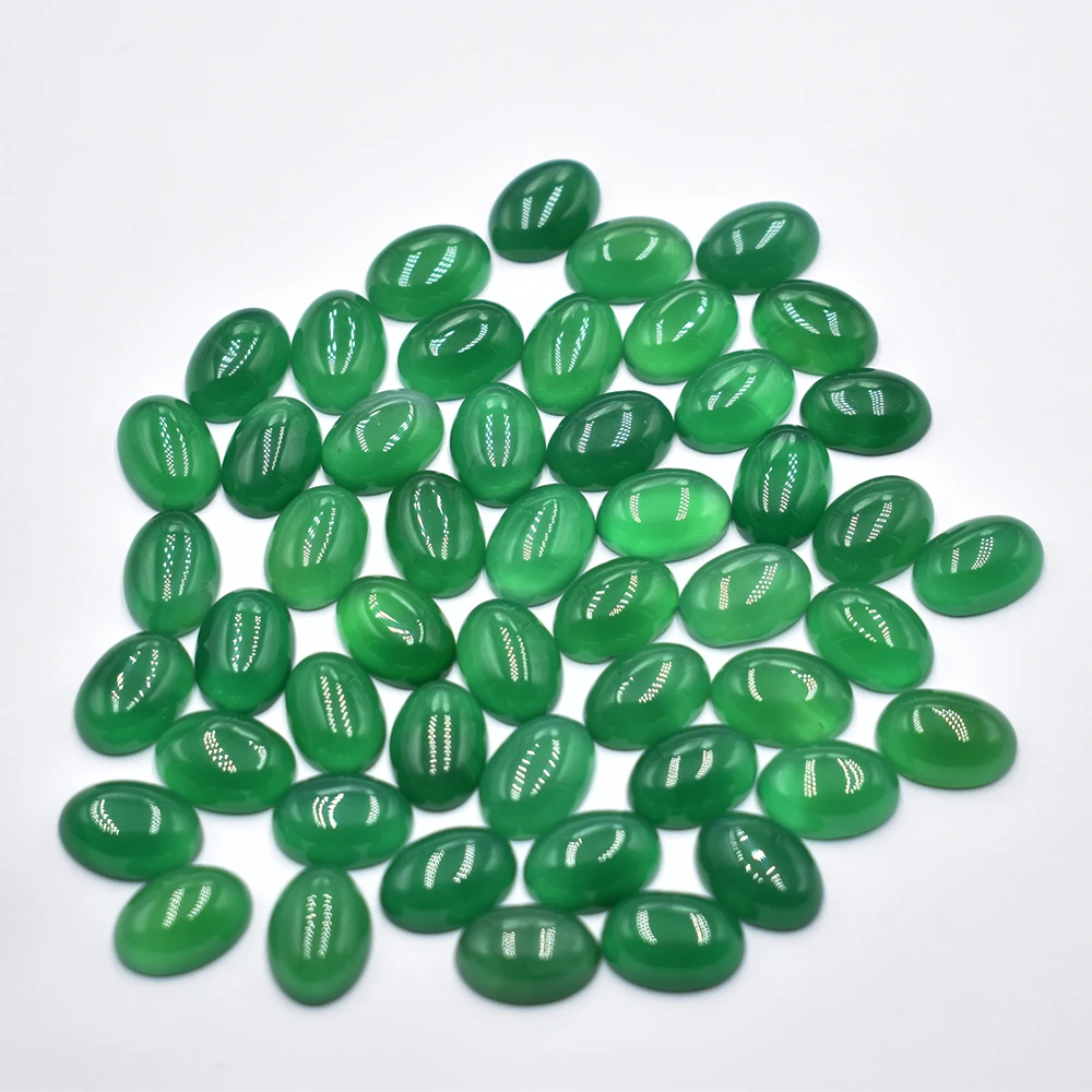 

Wholesale 50pcs/lot Fashion good quality natural green agates Oval CAB CABOCHON beads 10x14mm for jewelry making free