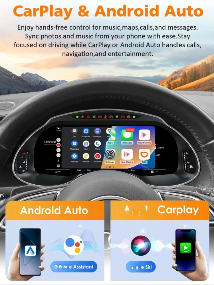 Auto-Armaturenbrett-Cluster für Audi Q5 2009-2018 Android Auto Carplay Panel Tachometer Cockpit-Anzeigen Armaturenbrett 12,3 Zoll Digitales Display