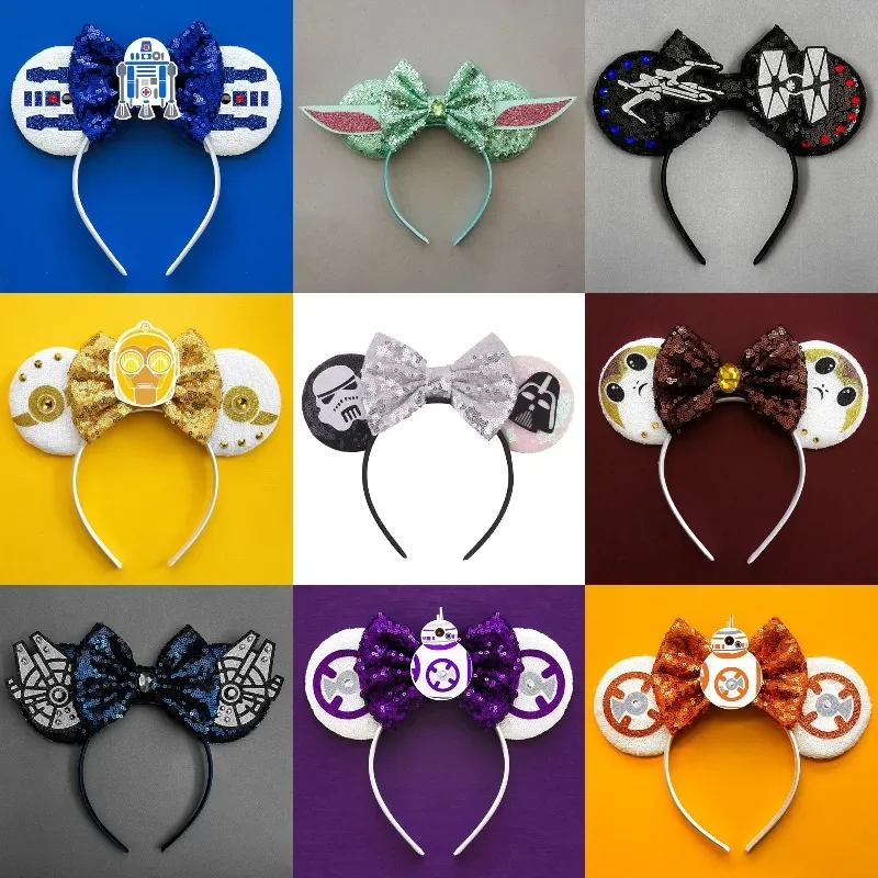 Marvel Series Disney Ears Black Widow Headbands Girl Sequins Bow The Avengers Hairbands Women Super Heroes Hair Accessories Kids