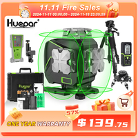 Huepar 16 lines 4D Cross Line Laser Level Sets Bluetooth & Remote Control Functions Green Beam Lines With Hard Case No Bracket