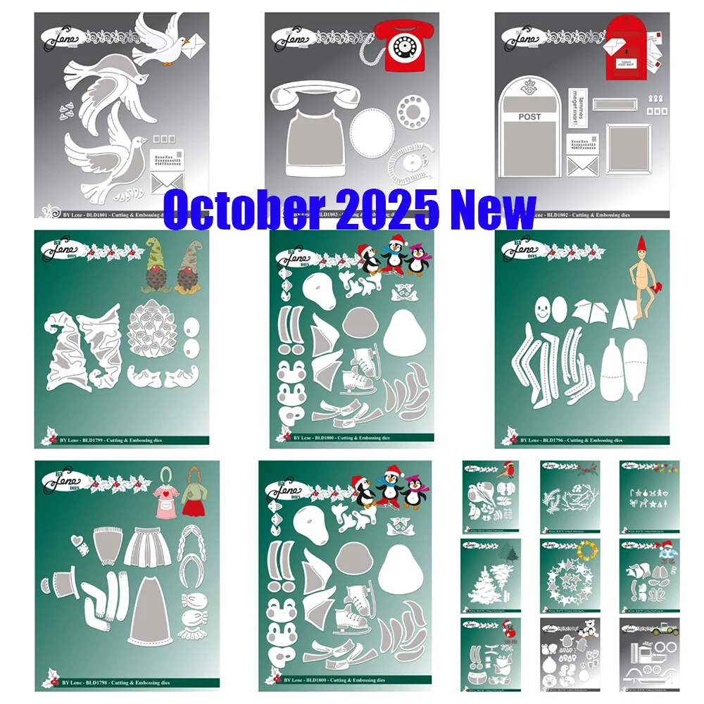 

2025 October New Christmas Tall Elf Retro Phone Carrier Pigeon Metal Cutting Dies for DIY Scrapbook Handmade Photo Album Diary