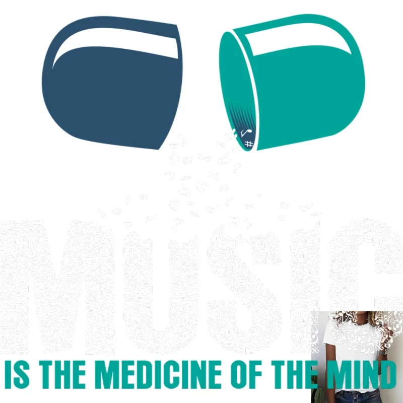 Fashionable Music Pill Pattern Heat - Transfer White Ink Iron - on Decal, Suitable for T - shirts/Canvas Bags, Versatile, Show