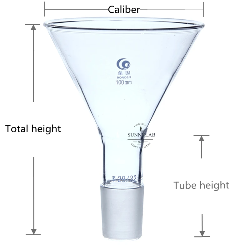 Imagem -03 - Cancelam o Funil Cônico de Vidro da Alimentação de 50 mm a 150 mm com a Boca Moída Padrão para Usar na Fonte do Experimento do Laboratório Peças
