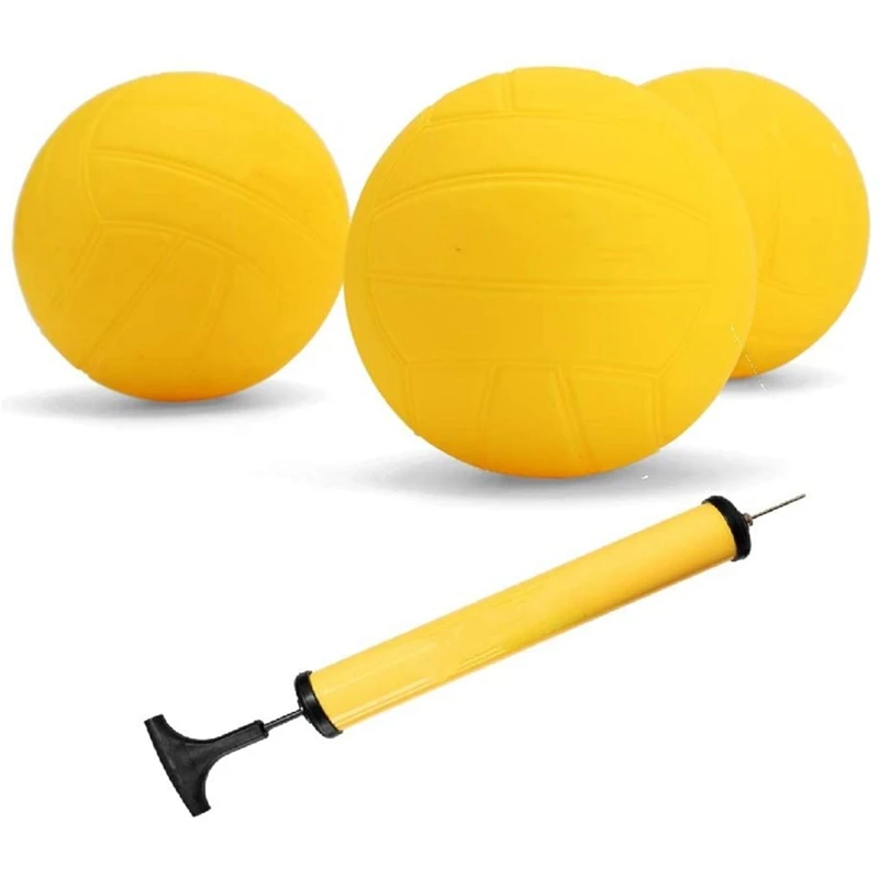 

NEW-Viminston Roundnet Game Ball Replaceable Competitive Balls Mini Volleyball 3-Pack With Pump