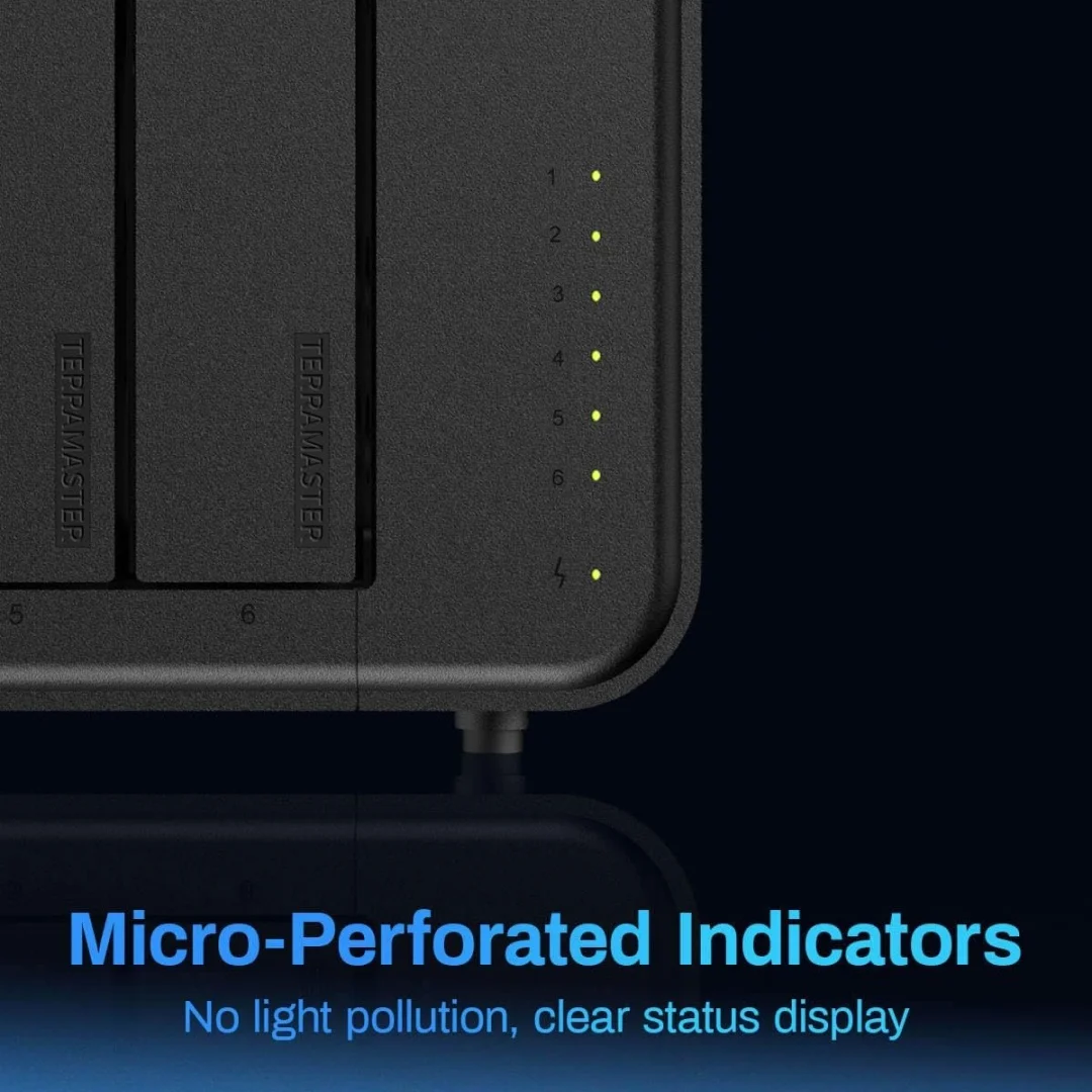 الأصلي TERRAMASTER F6-424 NAS Storage 6bay 8GB DDR5 RAM، منافذ مزدوجة 2.5GbE شبكة التخزين المرفقة (بدون قرص)