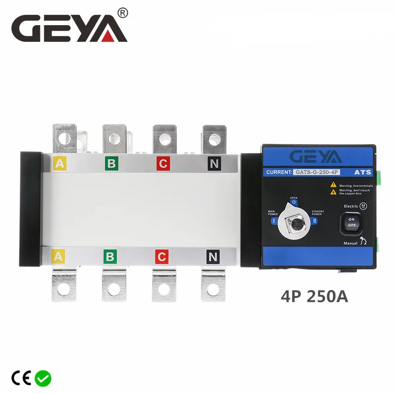 GEYA PC Grade Generator Changeover Switch Dual Power Automatic Transfer Switch ATS 4P 250A AC400V