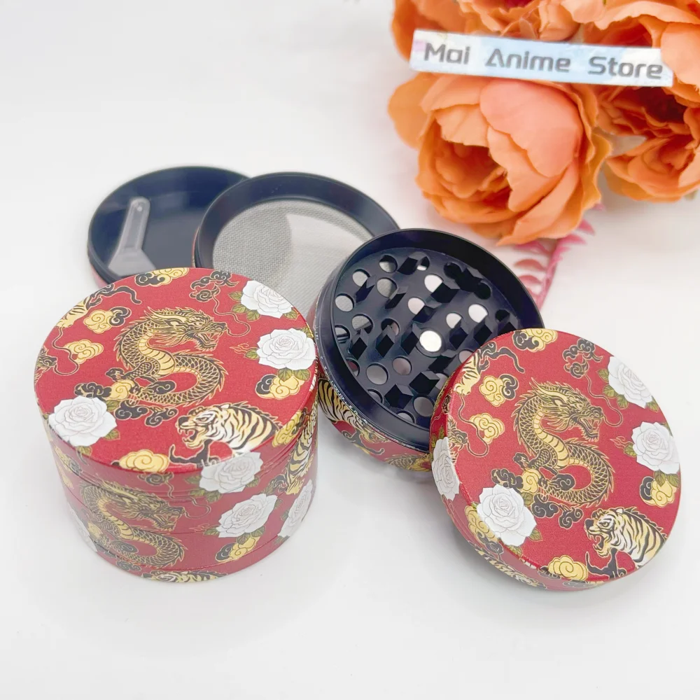 Molinillo de Hierbas Dragon de 2 pulgadas, Mortero de Metal con Pilón, Molinillo Manual de Especias de 4 capas, para Sal, Pimienta, Hierbas Crudas, Tabaco, Herramienta para Fumar Cigarrillos