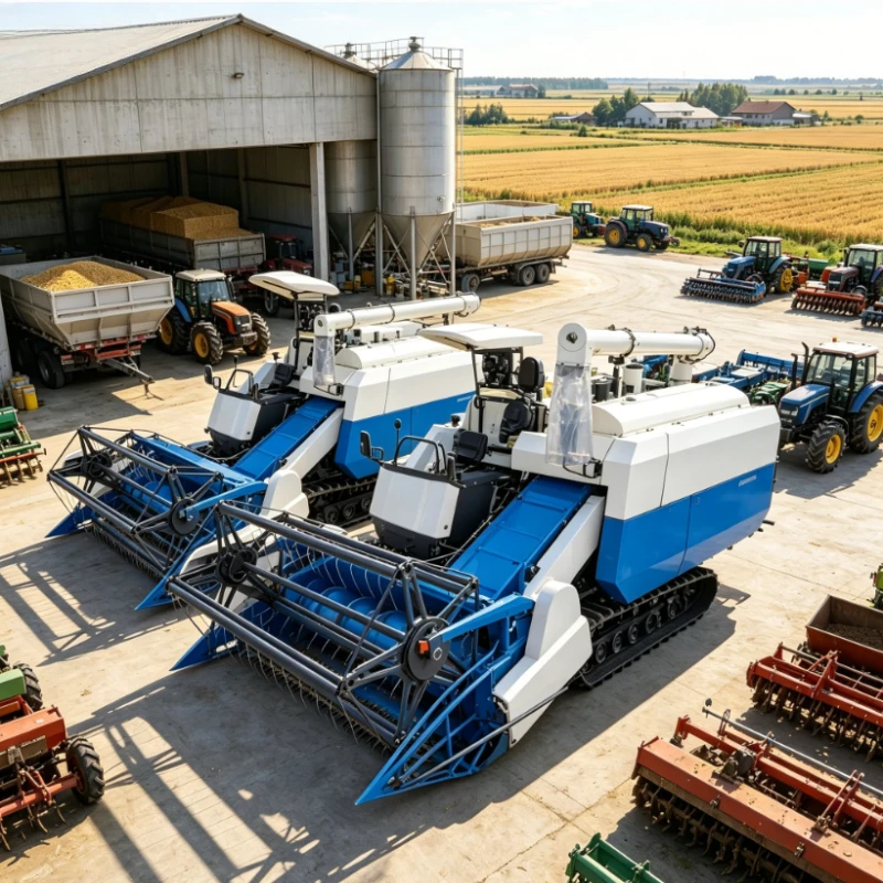 Customized Automatic Gear Drive Combine Harvester for Rice Wheat Farm Operations with Engine and Gearbox Multifunction