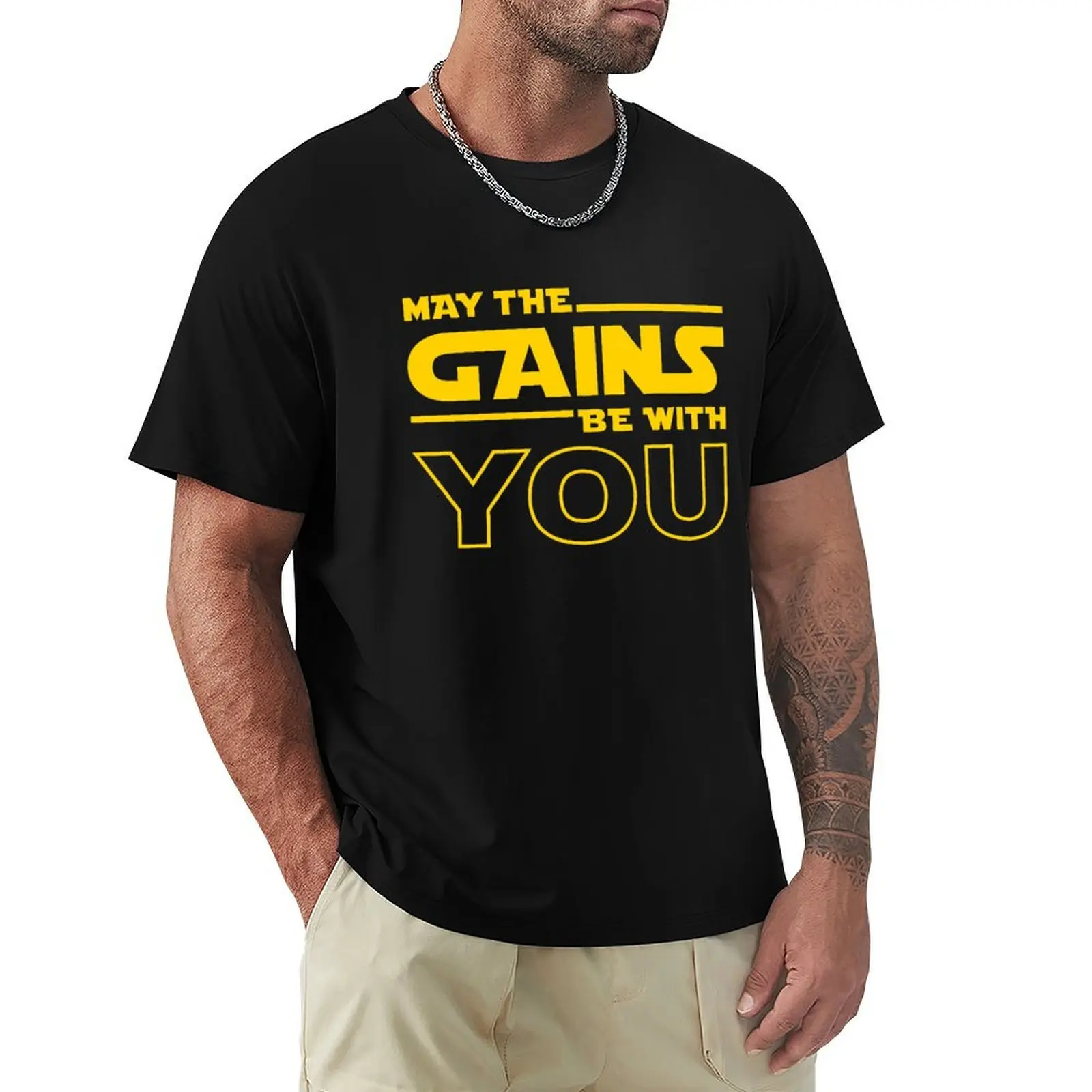 

May The Gains Be With You T-Shirt vintage graphic tee cute clothes summer clothes sports fans compression shirt men