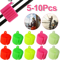 5-10Pcs Silicone Fishing Rod Holder Straps Portable Fishing Rod Stopper Fixed Ball 3 Hole Fishing Tackle Ties Fishing Accessory