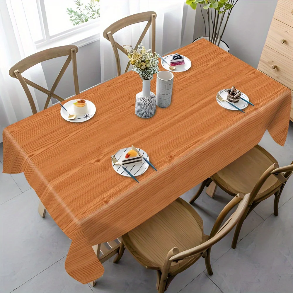 Halloween wood-grain theme printed decorative tablecloth, washable. Suitable for family kitchens and dining areas.