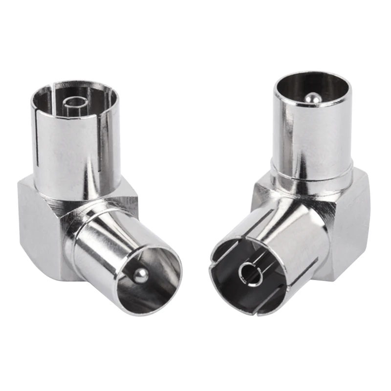 2 قطع 90 درجة التلفزيون الجوي كابلات الموصلات RF محوري أنثى المقبس الزاوية اليمنى إلى التلفزيون ذكر التوصيل محوري موصلات