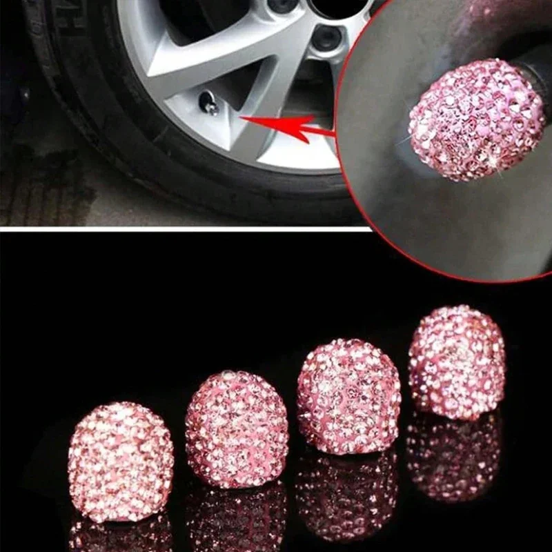 2/4pcs Diamond Car Tire Valve Caps Shining Dust-proof Wheel Valve Cover Vehicle Bling Crystal Valve Cap Car Styling Accessories