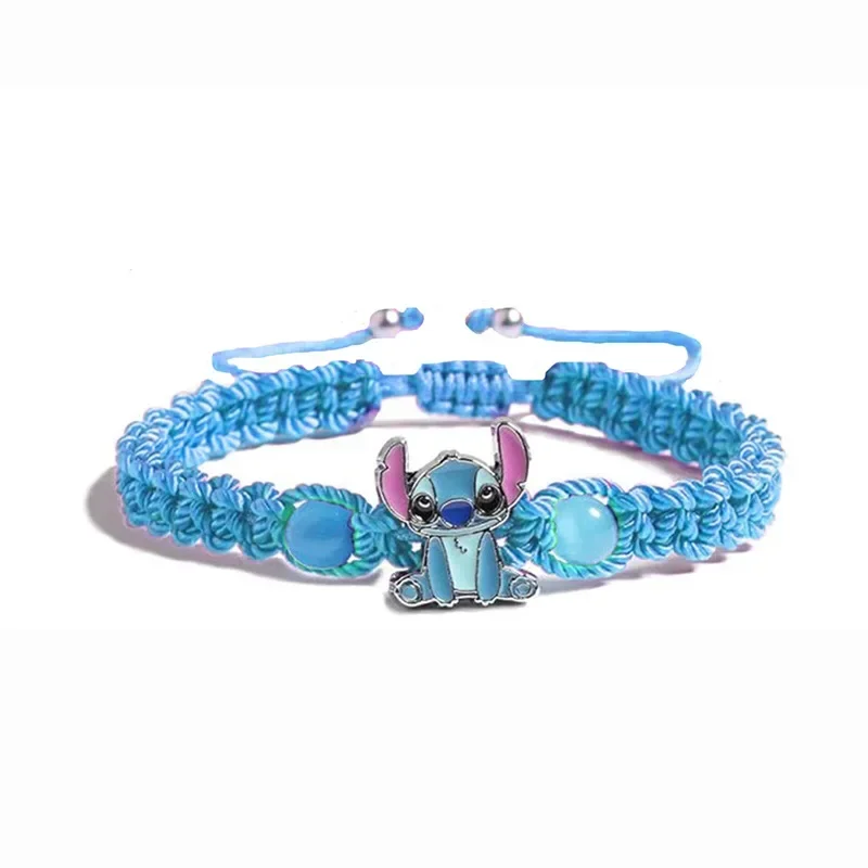 1 Set Disney Stitch Couple Bracelet Anime Cartoon Angel&Stitch Print Cute Wristand Present Kids Toys Girls Woman Christmas Gift