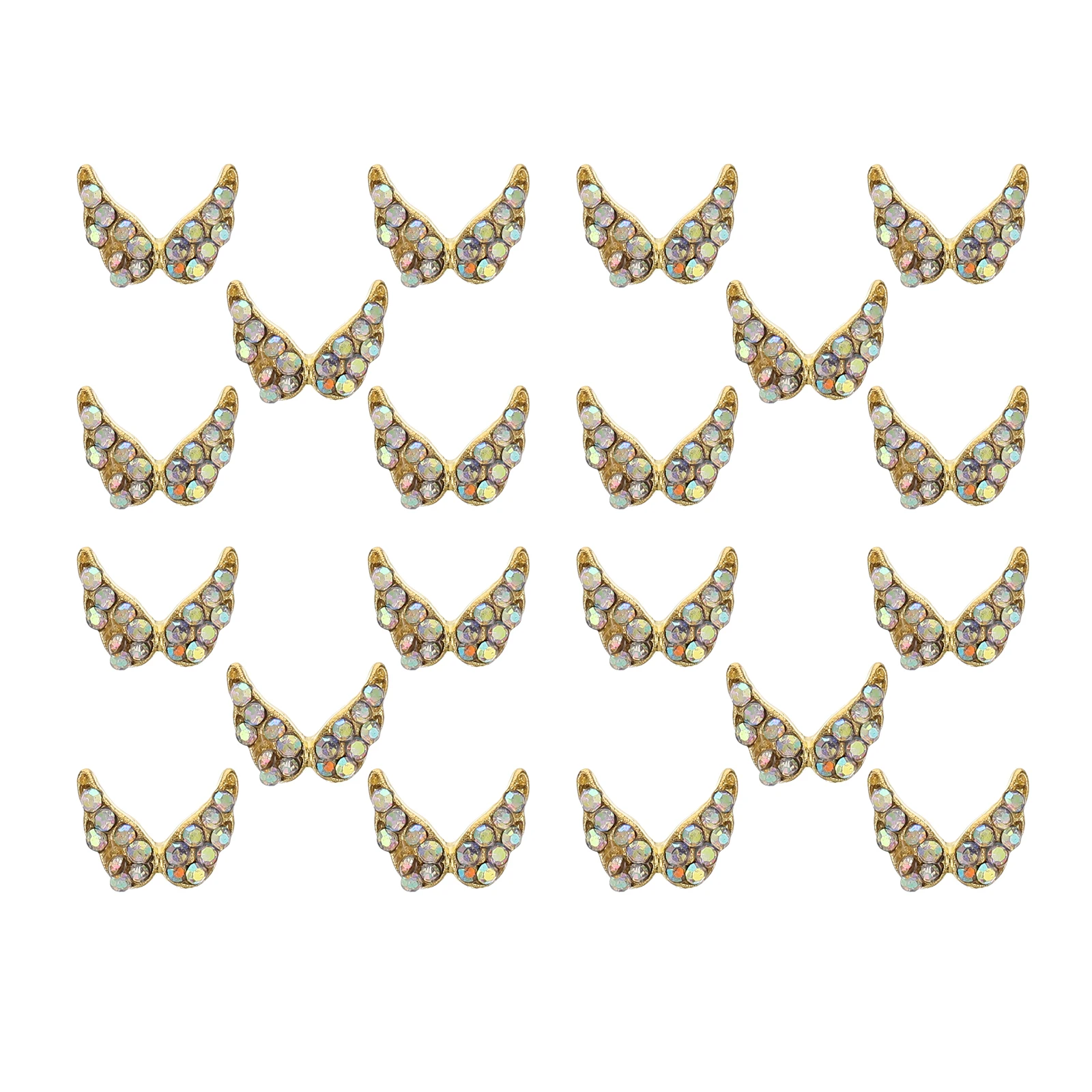 

20pcs 3D Glitter Wing Shape Rhinestone Manicure Charm Diy Stickers For Christmas Party Festival Shiny Art Charms 3D Nail