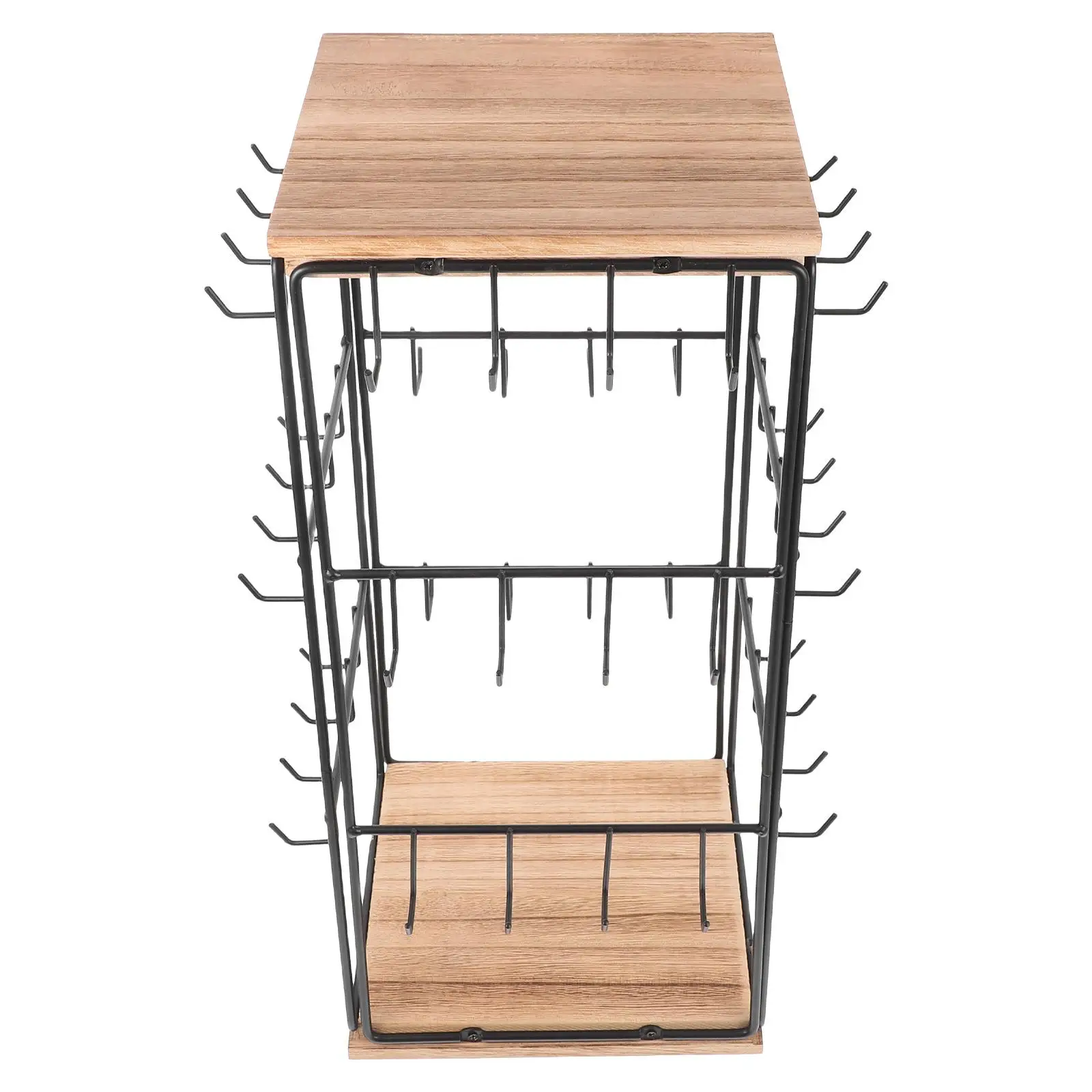 

Wooden Jewelry Display Stand 360 Degree Rotating Earring Rack Holder Rings Accessories Storage Organizer Bracelet Studs