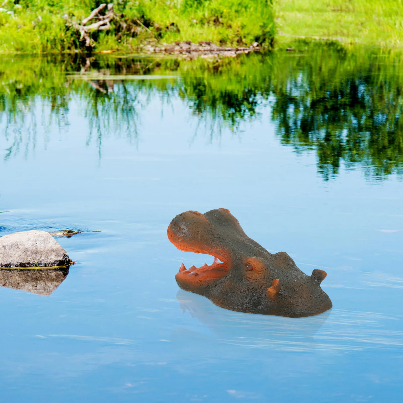 

Floating Hippo Head Resin Realistic Garden Pool Decoration Outdoor Water Feature Landscape Ornament Hippo Head Figurine