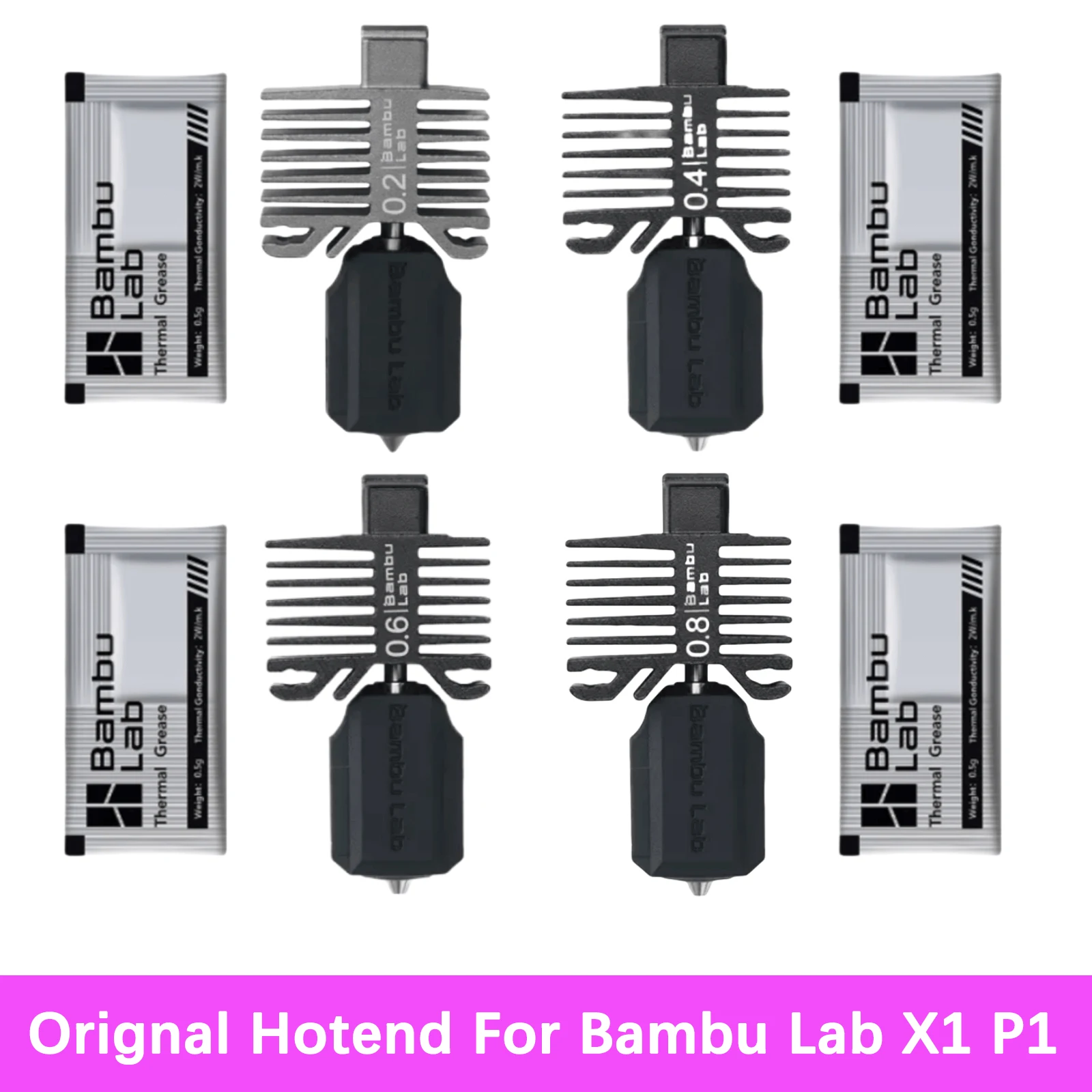 

Original Hotend For Bambu Lab X1 P1 Series Hot End 0.2 0.4 0.6 0.8mm Hardened Steel Nozzle Print Head For Bambo X1 X1C P1P P1S