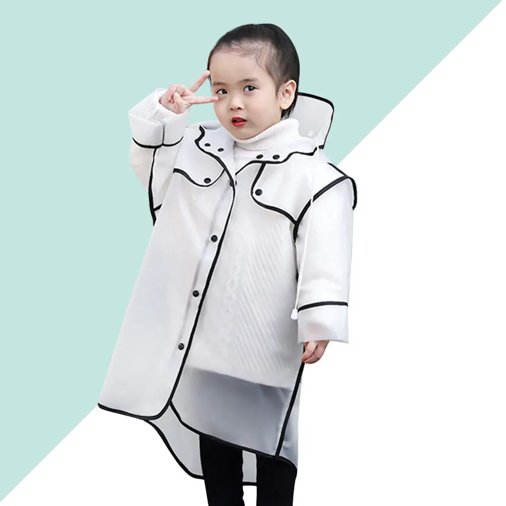 Childrens Raincoat Clear Eva Material Hooded Rain Poncho Reusable Compact Portable for Theme Parks Water Rides Camping Fishing