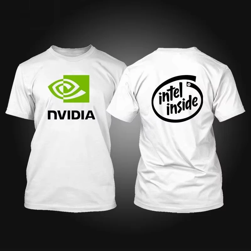 المهوس القطن NVIDIA NVIDIA الملابس تي شيرت الرجال الصيف الدولية إنتل الألعاب فريق قميص تي شيرتات قصيرة الاكمام