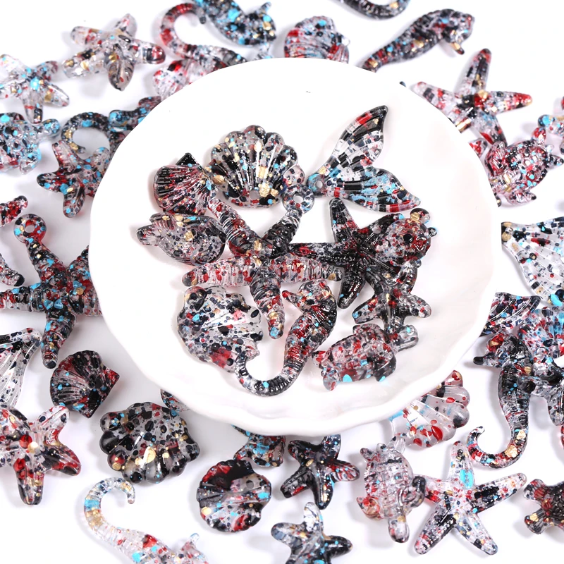 30g 12-28mm Marine Organisms Acrylic Mixed Beads Charm Spacer Loose Beads For Diy Phone Chain Bracelet Necklace Jewelry Making