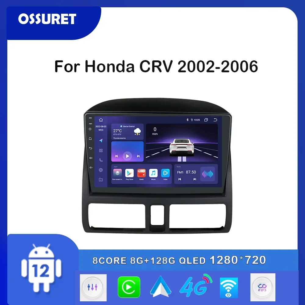 2din Android 12 Car radio Multimedia Video Player for Honda CRV CR-V 2002 2003 2004 2005 2006 GPS Stereo 4G Navi Carplay DSP RDS