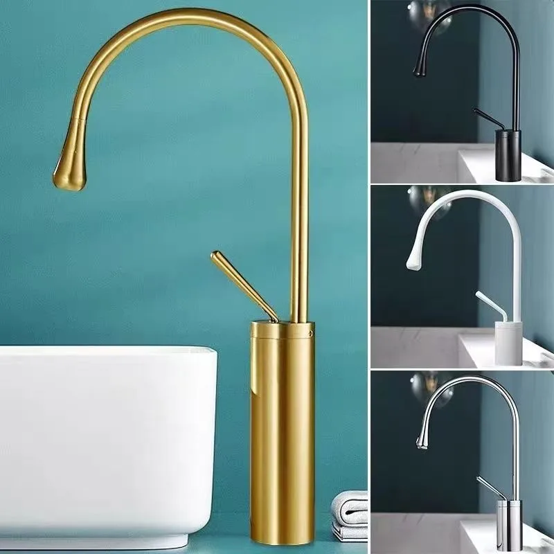 Brushed Gold Basin Faucet Black Faucet Deck Mounted Basin Sink Tap Hot & Cold Mixer Brass Tap for Bathroom Multiple options