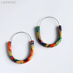 Multi Colors Hoop Earrings For Women U Style Resin Fashion Jewelry Holiday Accessories Trendy New Design Wholesale Gifts 2023653