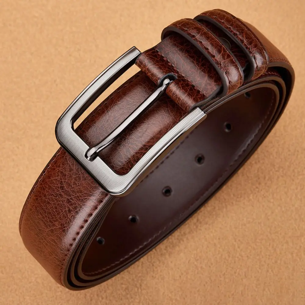 Cinturón Retro de lujo de PU para hombre, cinturón de cuero de aleación clásico versátil, textura duradera, cinturón informal, ropa de negocios
