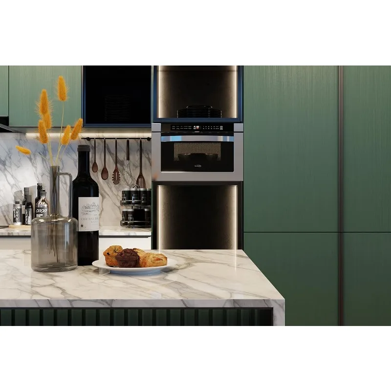 KM-MD-1SS 24 Inch Stainless-Steel Microwave Drawer Capacity, 1000W Power with 10 Custom Cooking Levels, Memory, and Tim