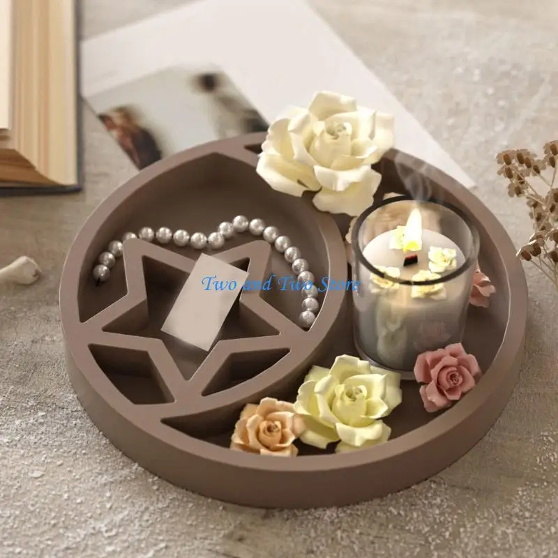 

HX6F Multipurpose Flexible Silicone Mould Home Accessory for Creating Decorative Round Trays Portable for Art Enthusiasts