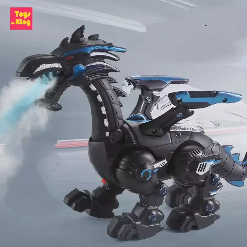 Electric Spray Dinoasur Simulation Atomize Fire Cool Light Bionic Walking Shaking Head Add Water Kids Educational Toys Boys Gift