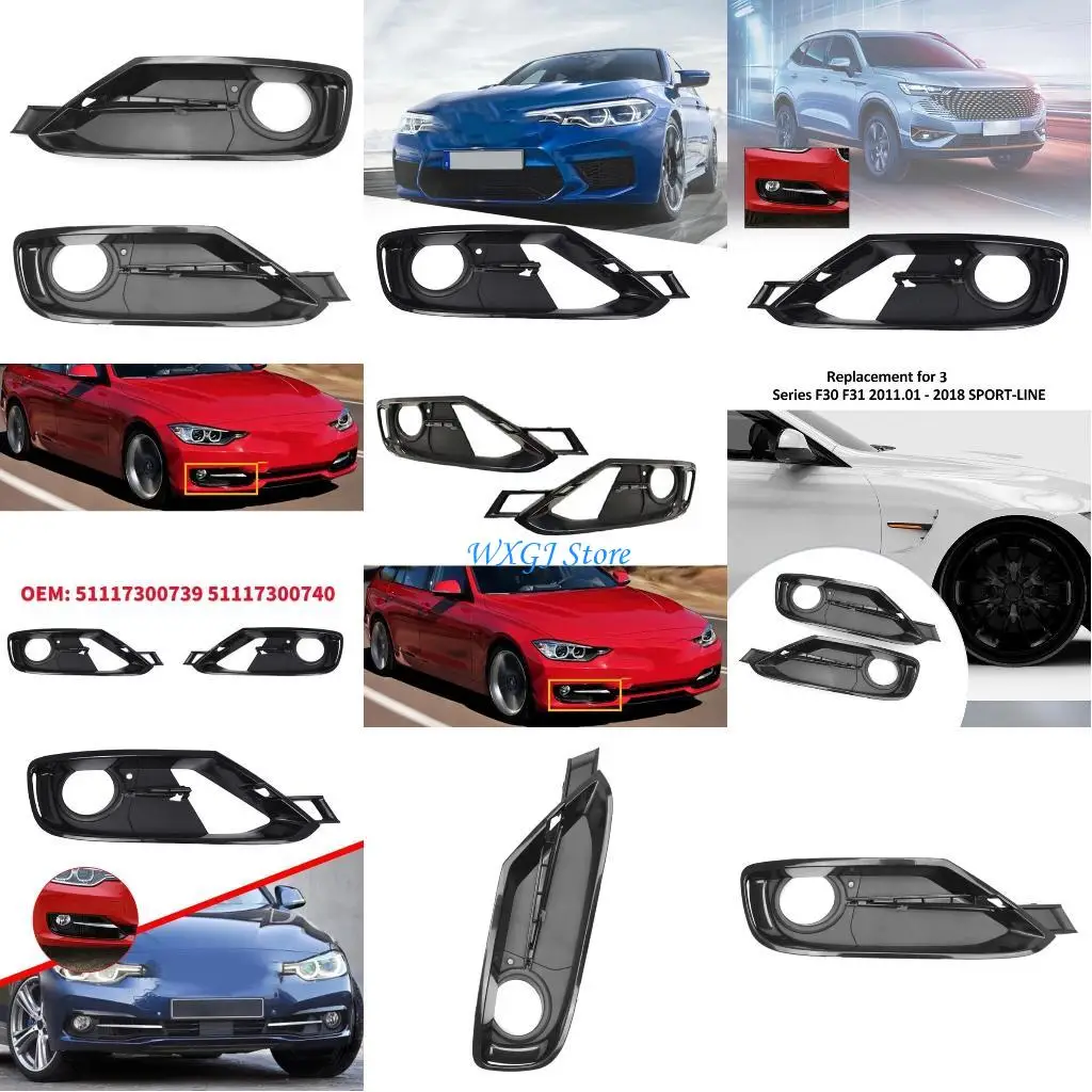 

37JE Car Front Bumper Fog Light Grille for F30 F31 11-18 51117300739 5111730074 Replacement Fog Light Cover Auto Accessories