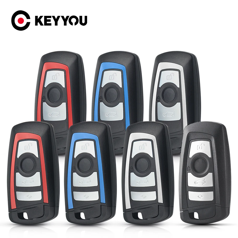 KEYYOU Smart-Autoschlüsselgehäuse Fernbedienungs-Schlüsselhülle für BMW CAS4 F FEM 3 5 7 Serie E90 E92 E93 X5 F10 F20 F30 F40 Panik-Funkfernbedienung