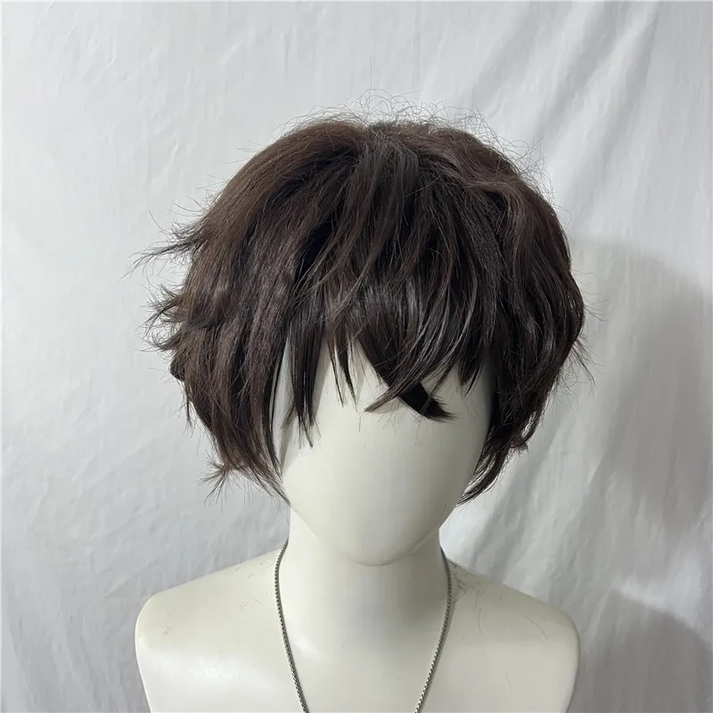Styled Dazai Osamu Cosplay Wig High Quality Anime Cos Short Brown Wig Heat Resistant Synthetic Hair Wigs + Wig Cap