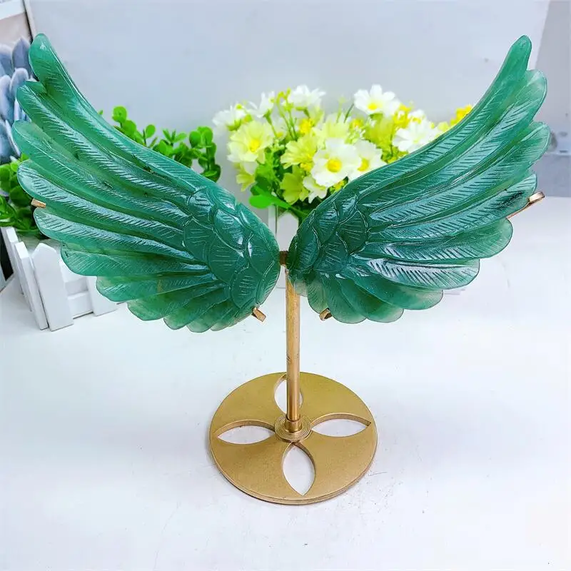 

Natural Green Aventurine Angel Wings Crystal Carving Crafts Healing Energy Stone Fashion Home Decoration Birthday Gift 1pair