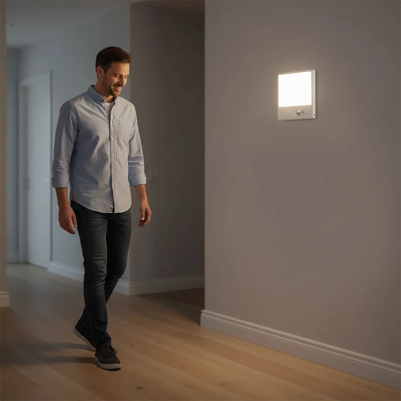 2Pcs Set Motion Sensor LED Ceiling Lamp with Remote Control Type-C Rechargeable 4000mAh Smart Sensor 3-Color LED Light