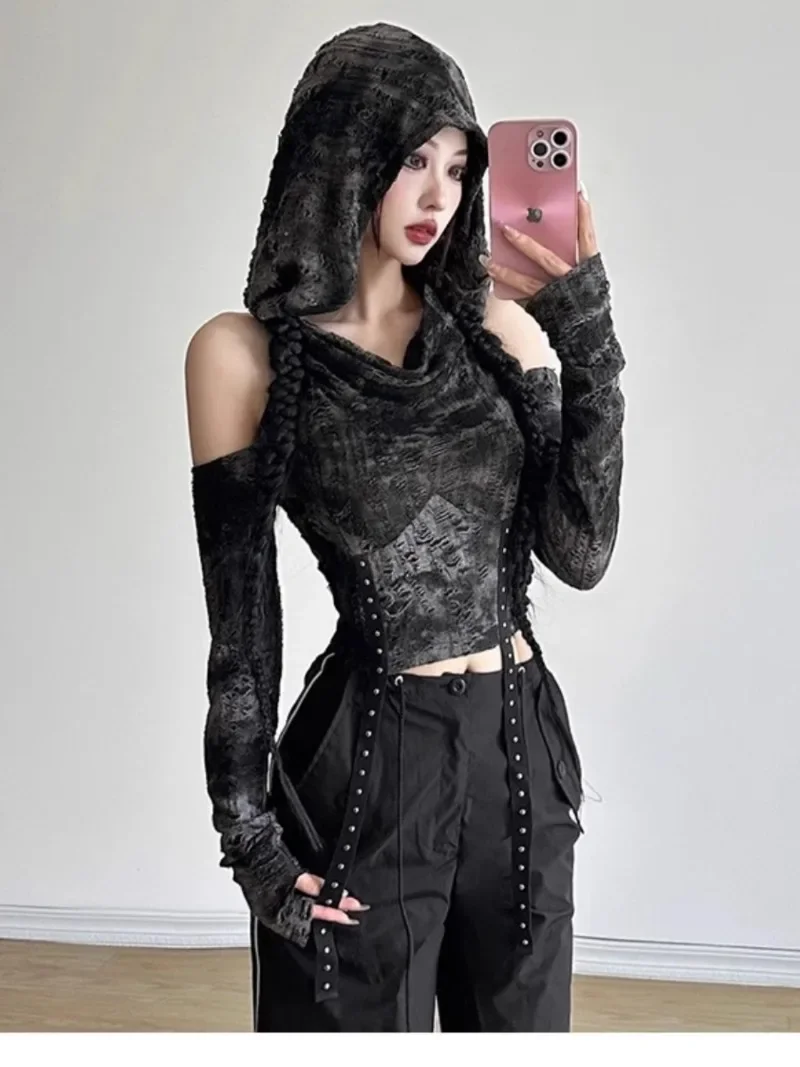 2025 New Japanese Jazz Sweet and Spicy Wasteland Desert Wind Indonesian Volcano Y2K Dark Wear Blouse Top For Women