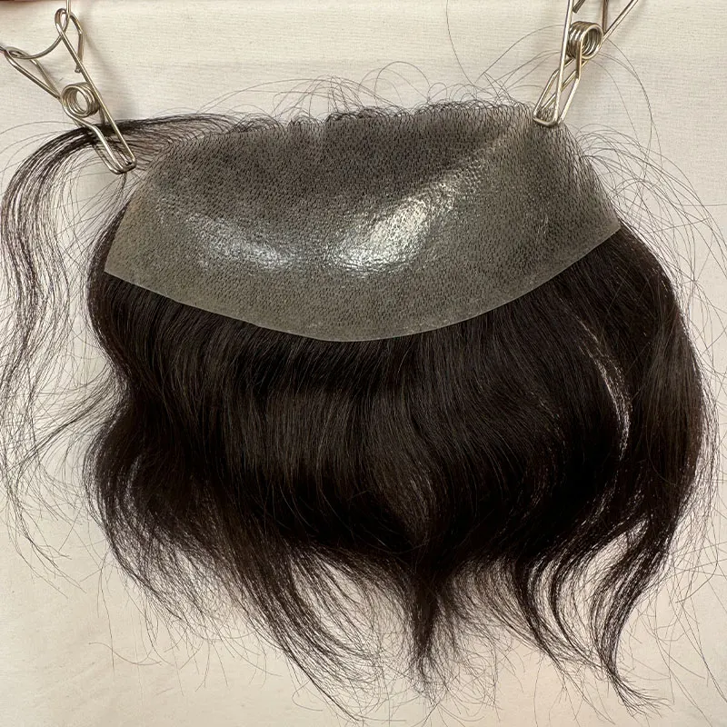 Toupet de cheveux humains en PU pour hommes, postiches en peau de style D, délié naturel, document 1B, grand, 7x16cm