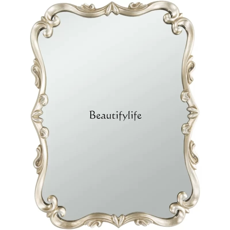 

French European style old retro gold makeup mirror entrance decorative mirror bedroom engraving