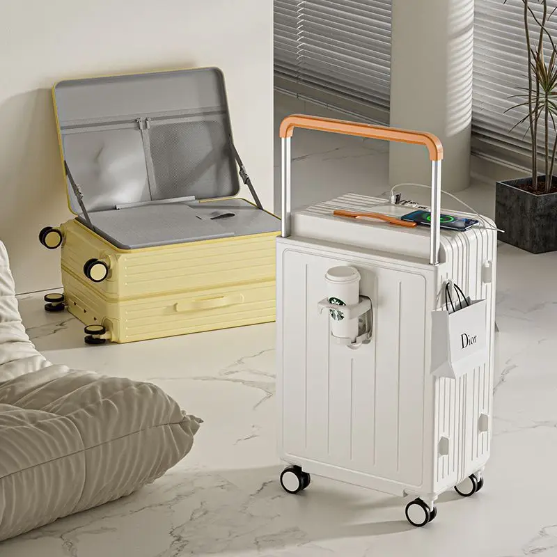 LIXIA Front Opening Multi-Functional Suitcase Business Wide Trolley Luggage ABS+PC Large-capacityPassword Box Travel TrolleyCase