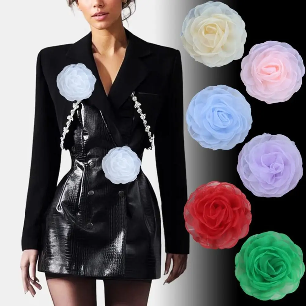 Брошь ручной работы с цветком камелии, аксессуары для одежды, платья, многослойная брошь с цветочным принтом «сделай сам», 10 см, многослойная пряжа с большим цветком