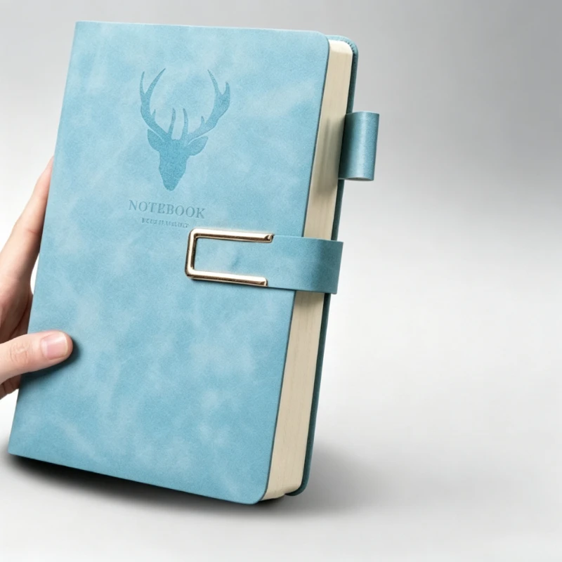 Vintage A5 Leather Notebook, 200 Pages with Leather Cover, Featuring a Softcover and Bookmark - Ideal for Business Meetings