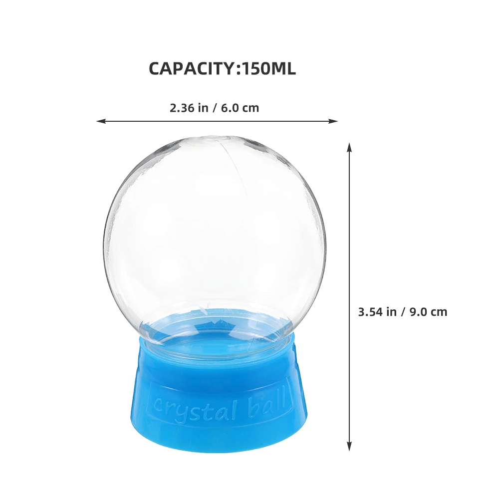 6 шт. прозрачный пластиковый снежный шар 60 мм с синей основой для снежных шаров «сделай сам», рождественские украшения дома, снежный шар «сделай сам», многоразовый, 150 мл