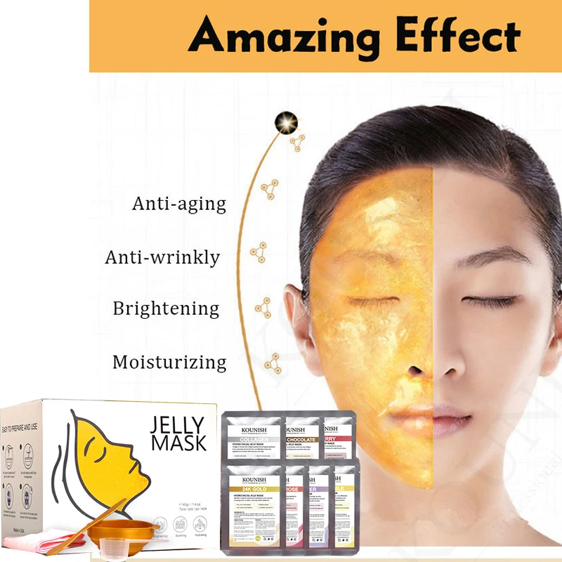 

Collagen Moisturizing Jelly Mask Rose Hydrating Brightening Skin Tone Anti-aging Crystal Mask Powder Boxed Soft Film Skincare